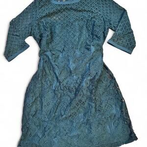 Loft Emerald Green lace dress with quarter sleeve vtg. inspired